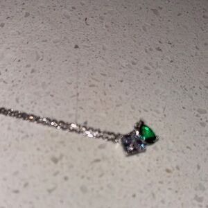Elegant Silver and CZ Emerald colour Necklace